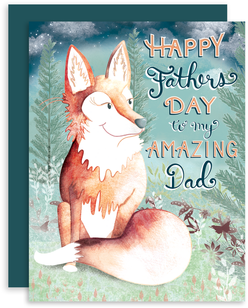 Happy Father's Day to My Amazing Dad greeting card with fox